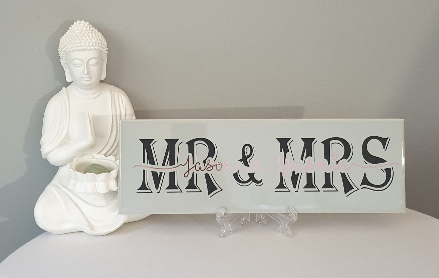 Tile, Flute, Glass, Bride & Groom, Gift Set, Wedding, Couple, vinyl, personalised, Bride, Groom