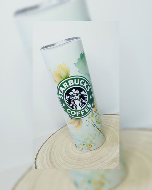 20oz skinny, Tumbler, Starb's inspo, Watercolour Floral design, slide spout lid,sublimation, gift idea
