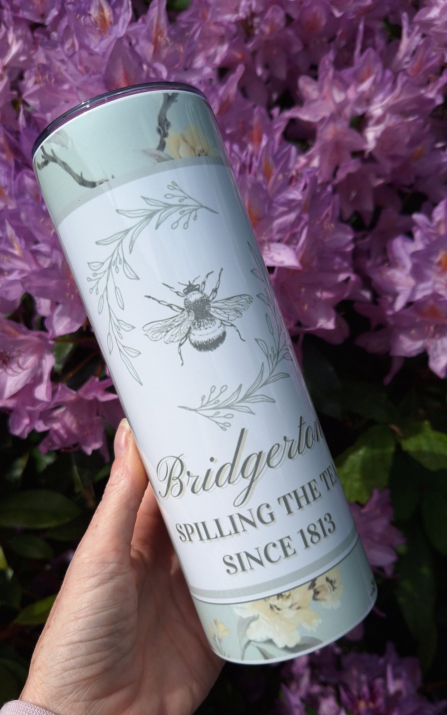 Bridgerton inspired 20oz Stainless steel tumbler, sublimation, floral design, spout lid, straw, gift idea