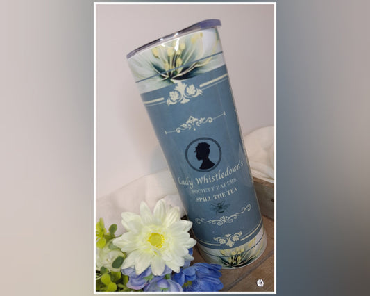 Bridgerton inspired,  Collection - Part 2 - 20oz Stainless steel tumbler, sublimation, floral design, spout lid, straw, gift idea