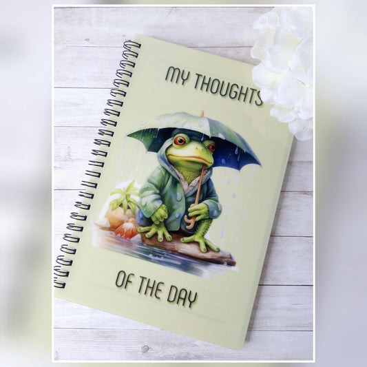 Frog Design, A5 Notebook/Journal, Frogs inspired,  Hard cover, lined paper, sublimation, design, lists, thoughts, gift