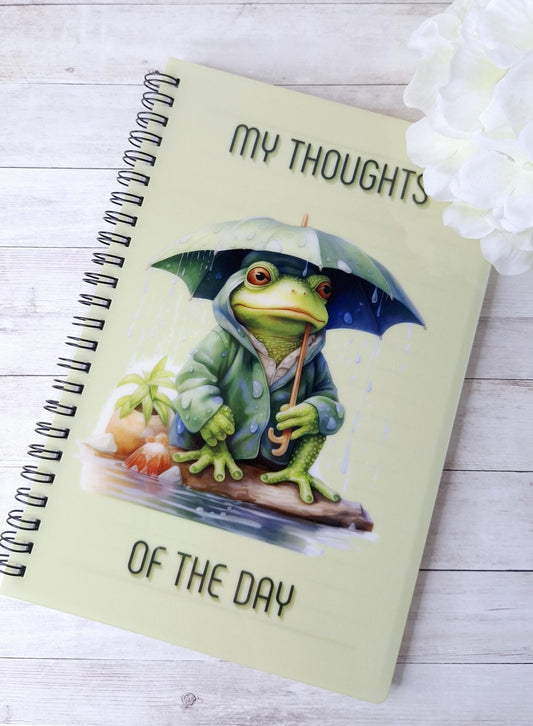 Frog Design, A5 Notebook/Journal, Frogs inspired,  Hard cover, lined paper, sublimation, design, lists, thoughts, gift